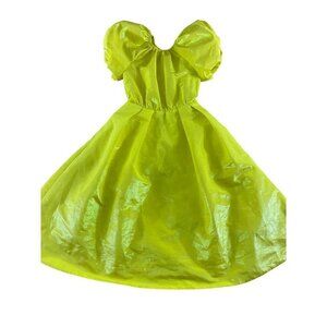 Christopher John Rogers Florescent Yellow Puff Sleeve Dress - XXS